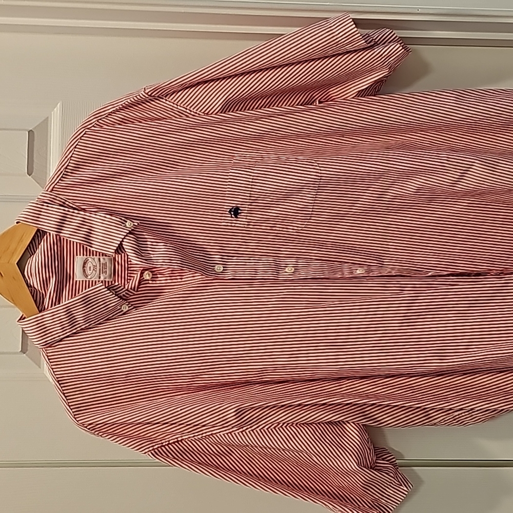 Brooks Brothers Red/White striped button shirt, Size XXL